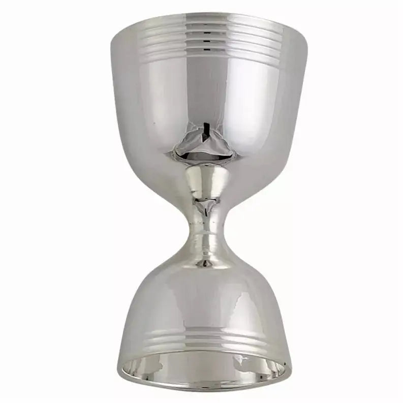 Double Ribbed Double Measure Silver Plate Corbell Silver
