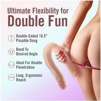 Dr Skin Plus - 16.5 Posable Double Dong - Beige " Blush Novelties