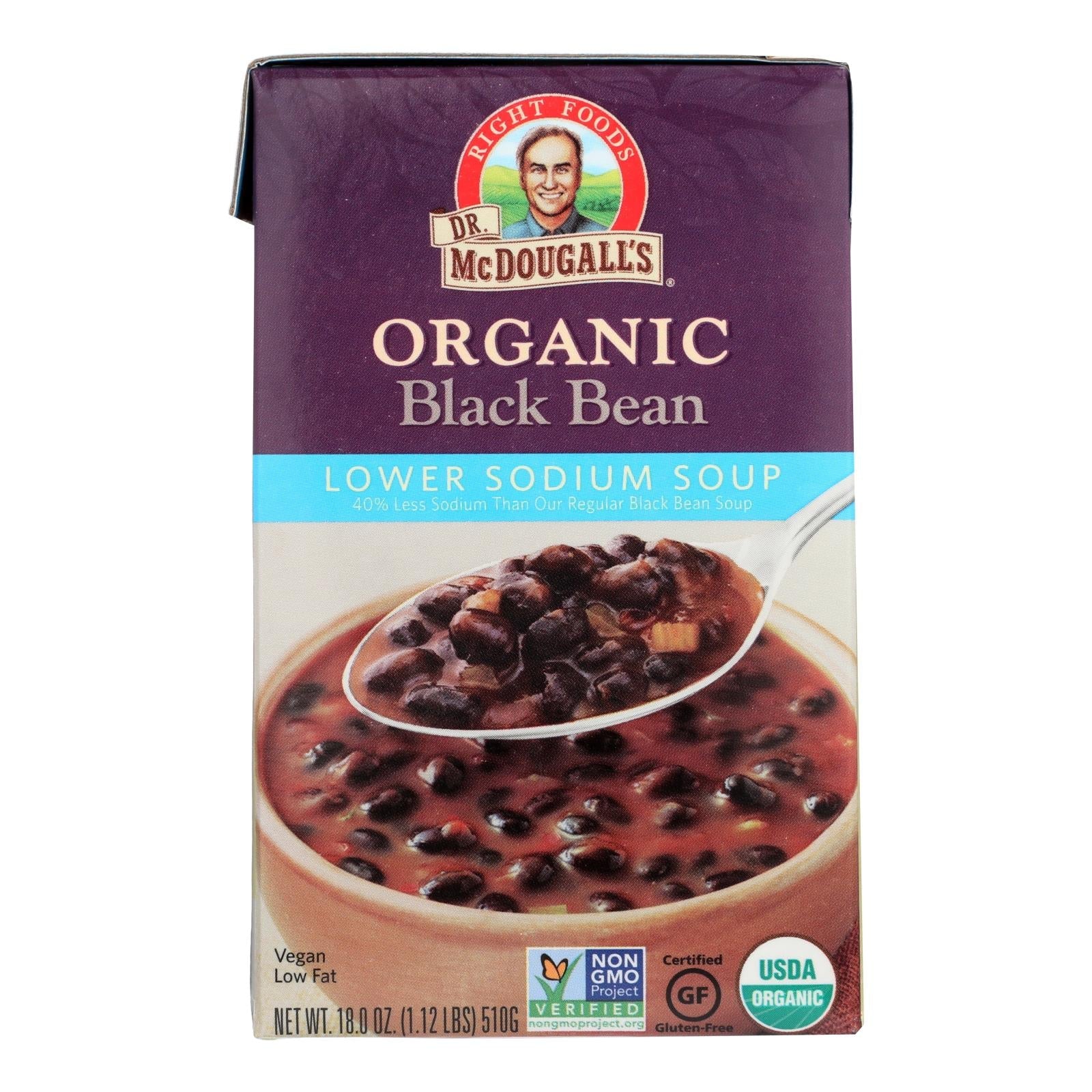 Dr. Mcdougall's Organic Black Bean Lower Sodium Soup - Case Of 6 - 18 Oz. - GreatEagleInc