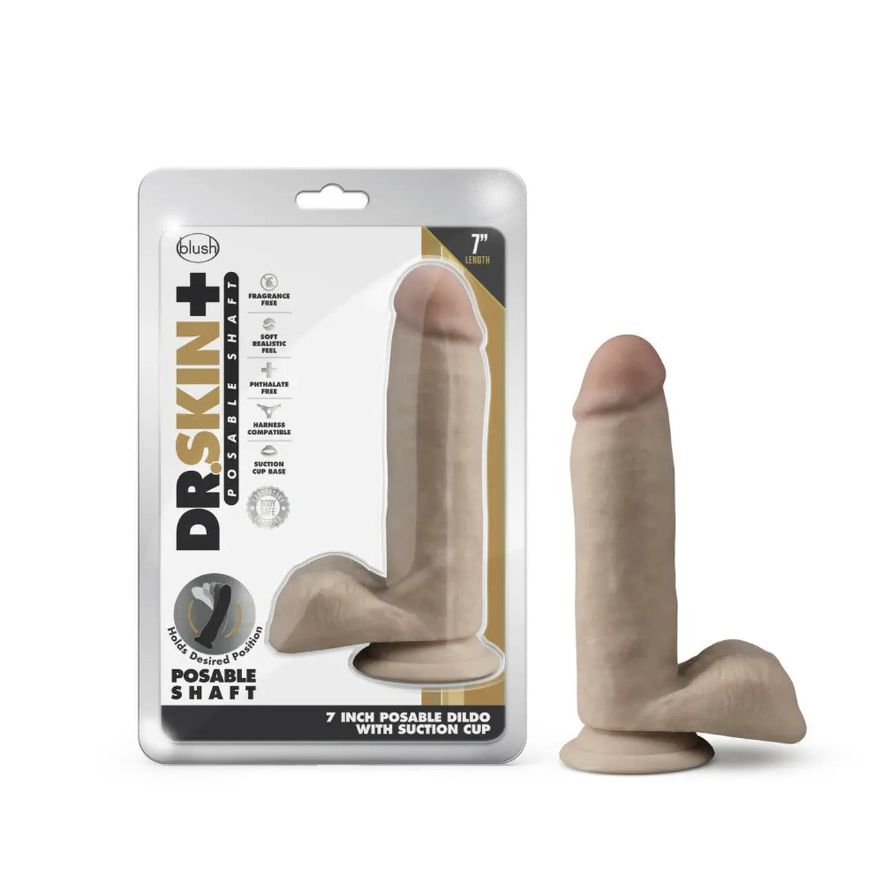 Dr. Skin Plus 7in Poseable Girthy Dildo Blush Novelties
