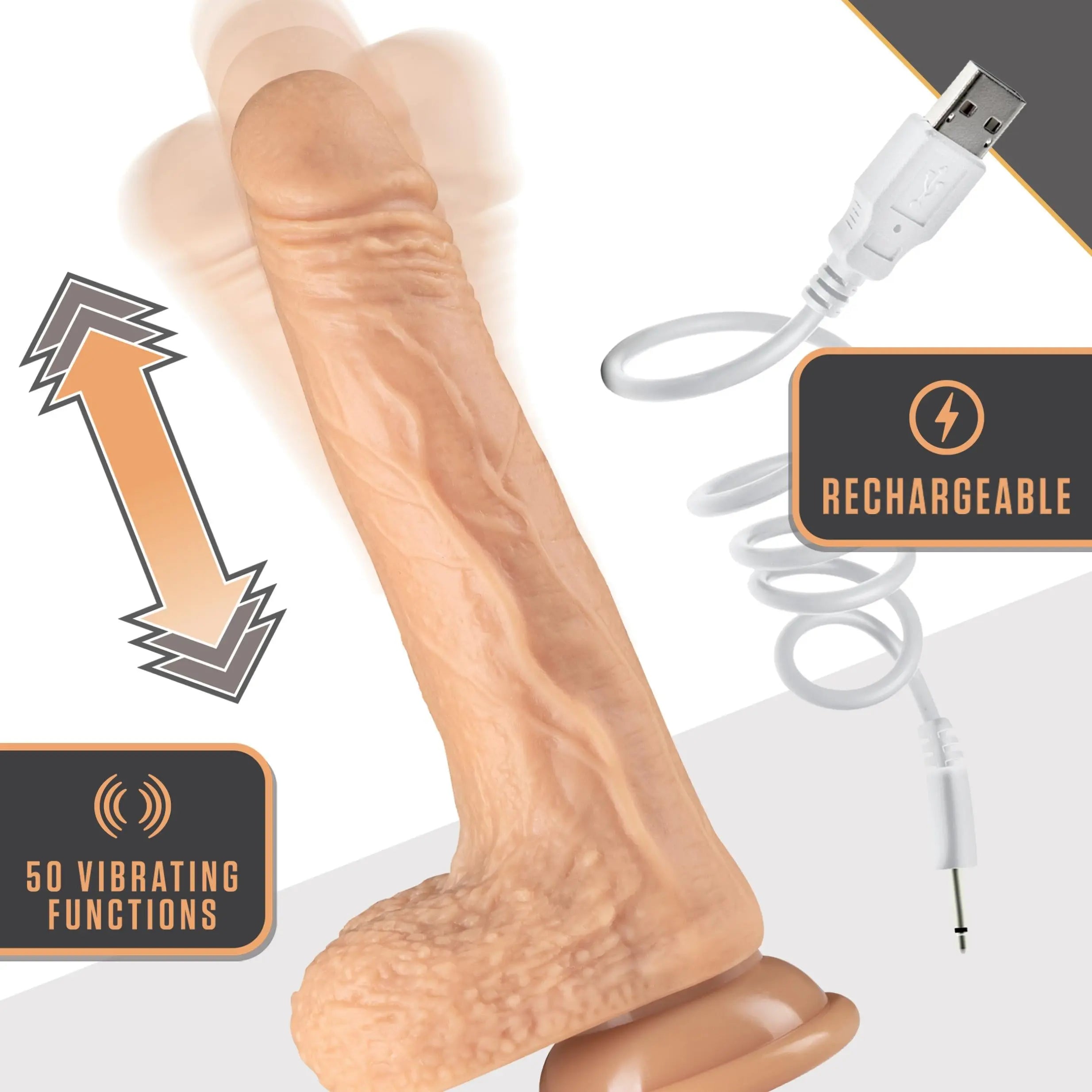 Dr. Skin Silicone - Dr. Grey - 7 Inch Thrusting  Dildo - Vanilla Blush