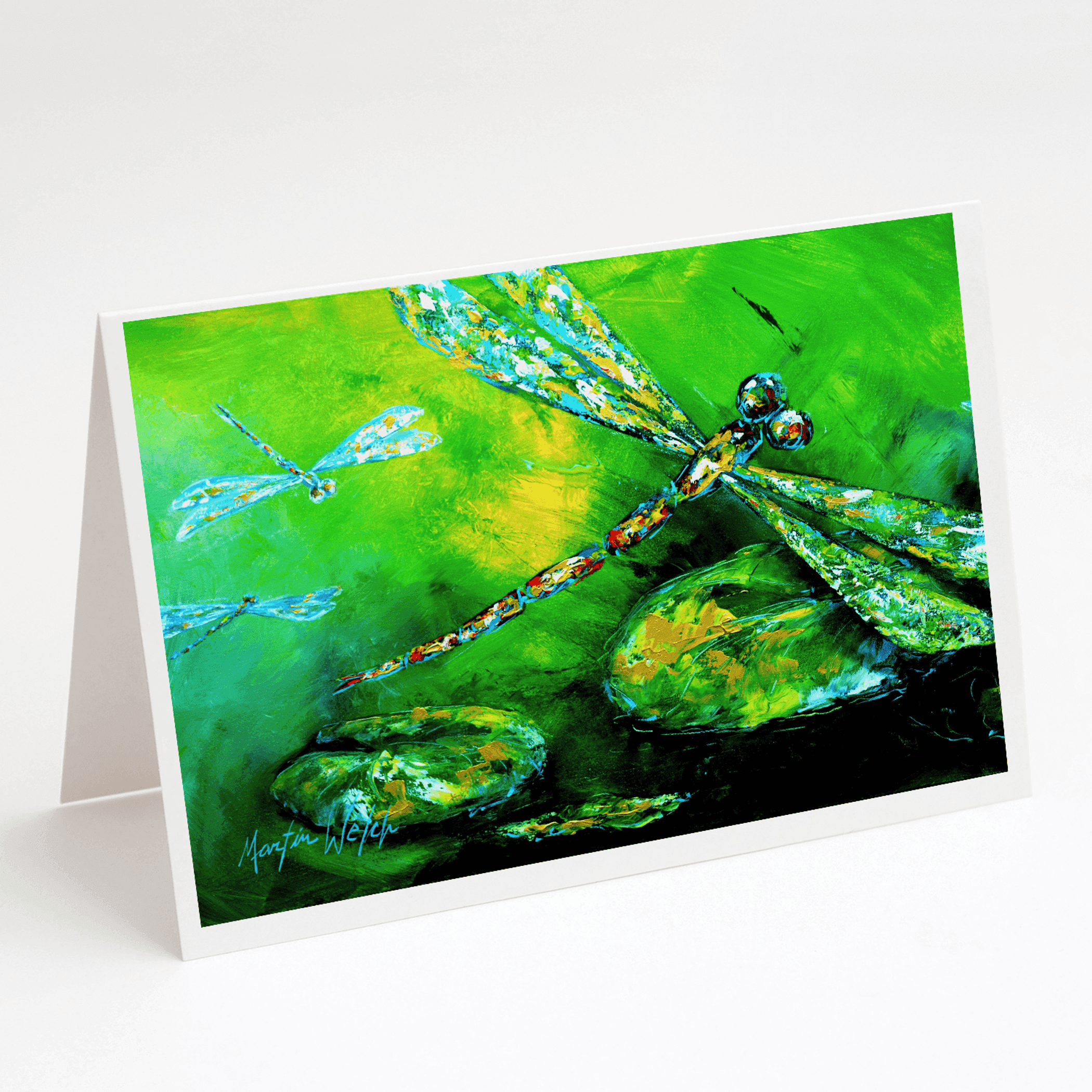 Dragonfly Summer Flies Greeting Cards Pack of 8 Caroline's Treasures