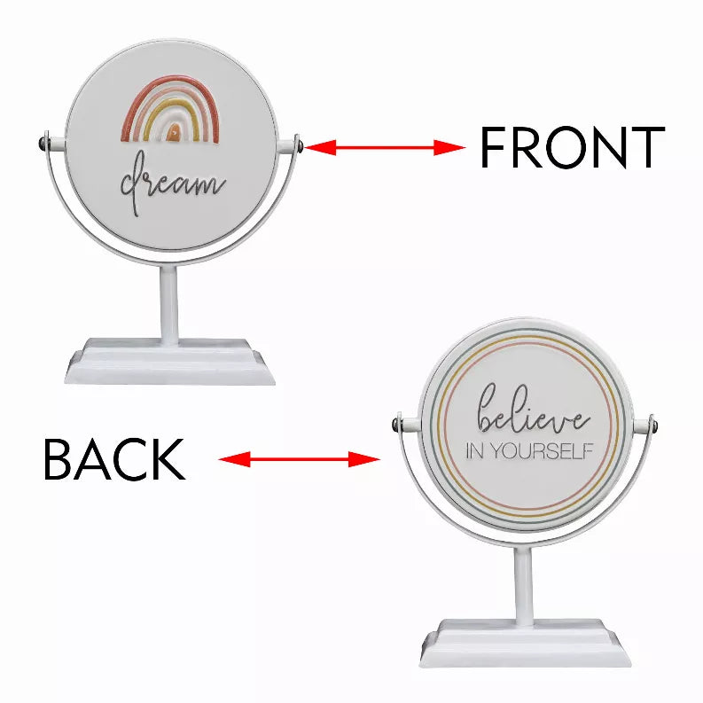 Dream/Believe in Yourself-2 Sided Rotating Metal Table Top Decoration- Embossed Metal Signs for Home Decoration-6 x 2.5 x 7.875 Inches Paris Loft Inc