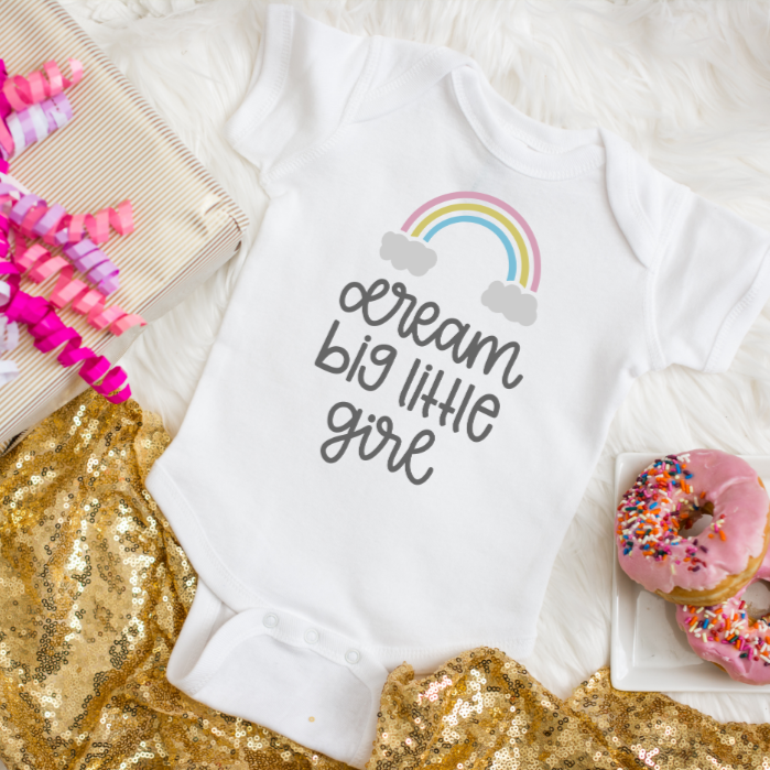 Dream Big Little One Baby Girl Bodysuit Dream Team Designs