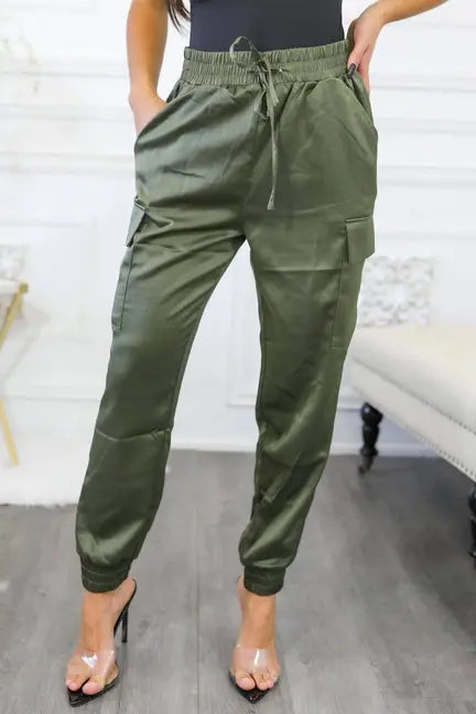Dress Me Up Satin Cargo Jogger Pants SurelyMine