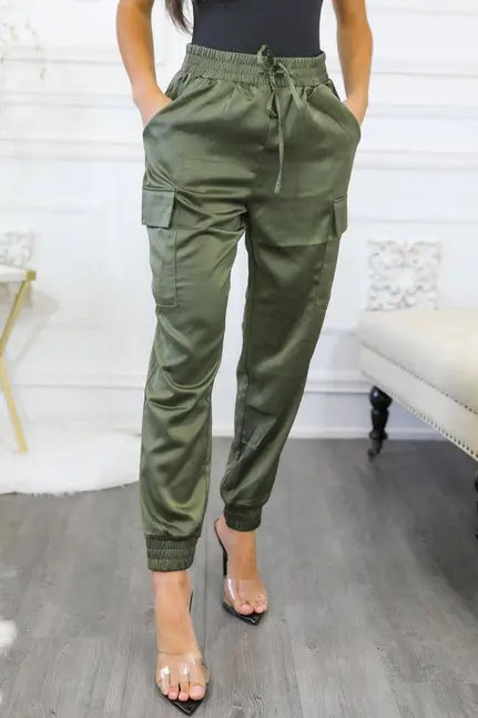 Dress Me Up Satin Cargo Jogger Pants SurelyMine