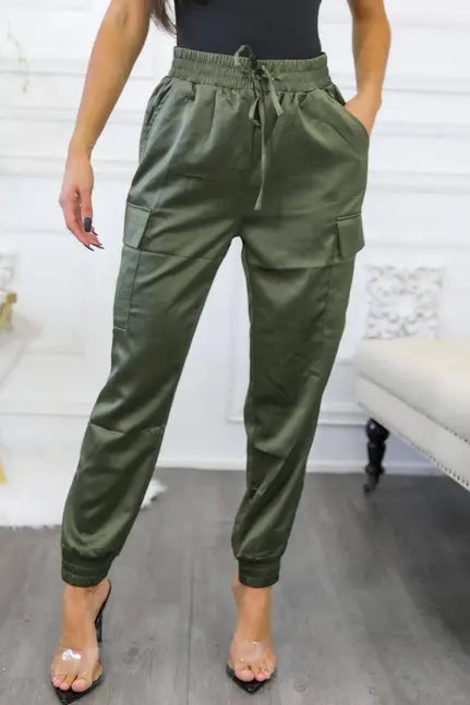 Dress Me Up Satin Cargo Jogger Pants SurelyMine