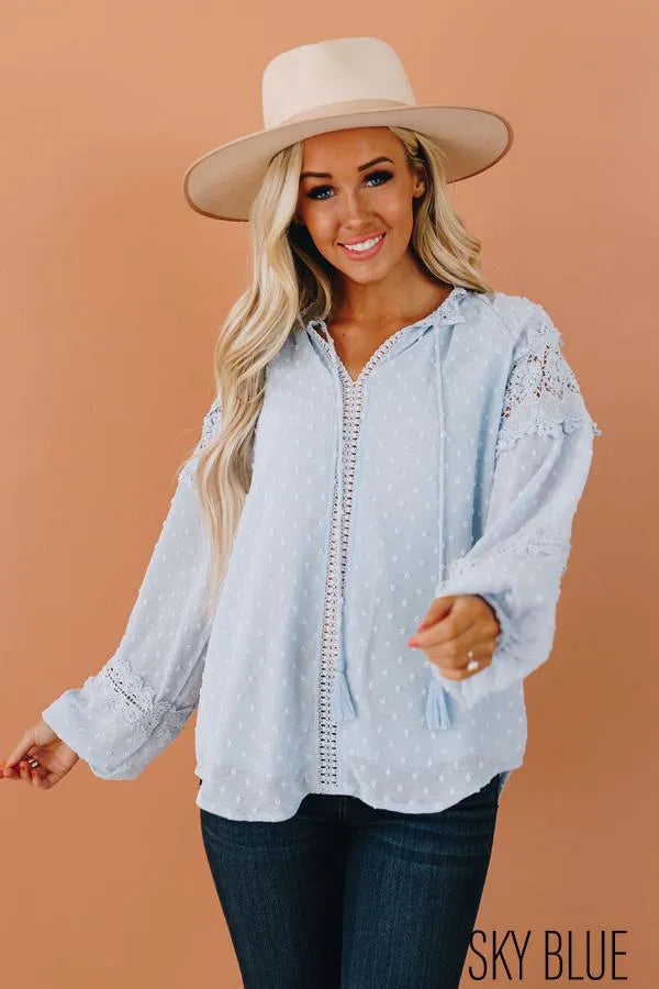 Drew Lace Balloon Sleeve Top Stay Warm in Style