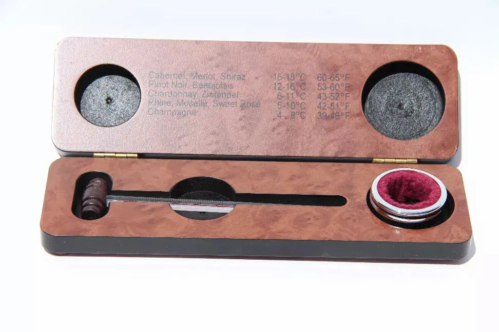 Drop Ring & Thermometer in Wood Box  8.75" x 2.5" Corbell Silver