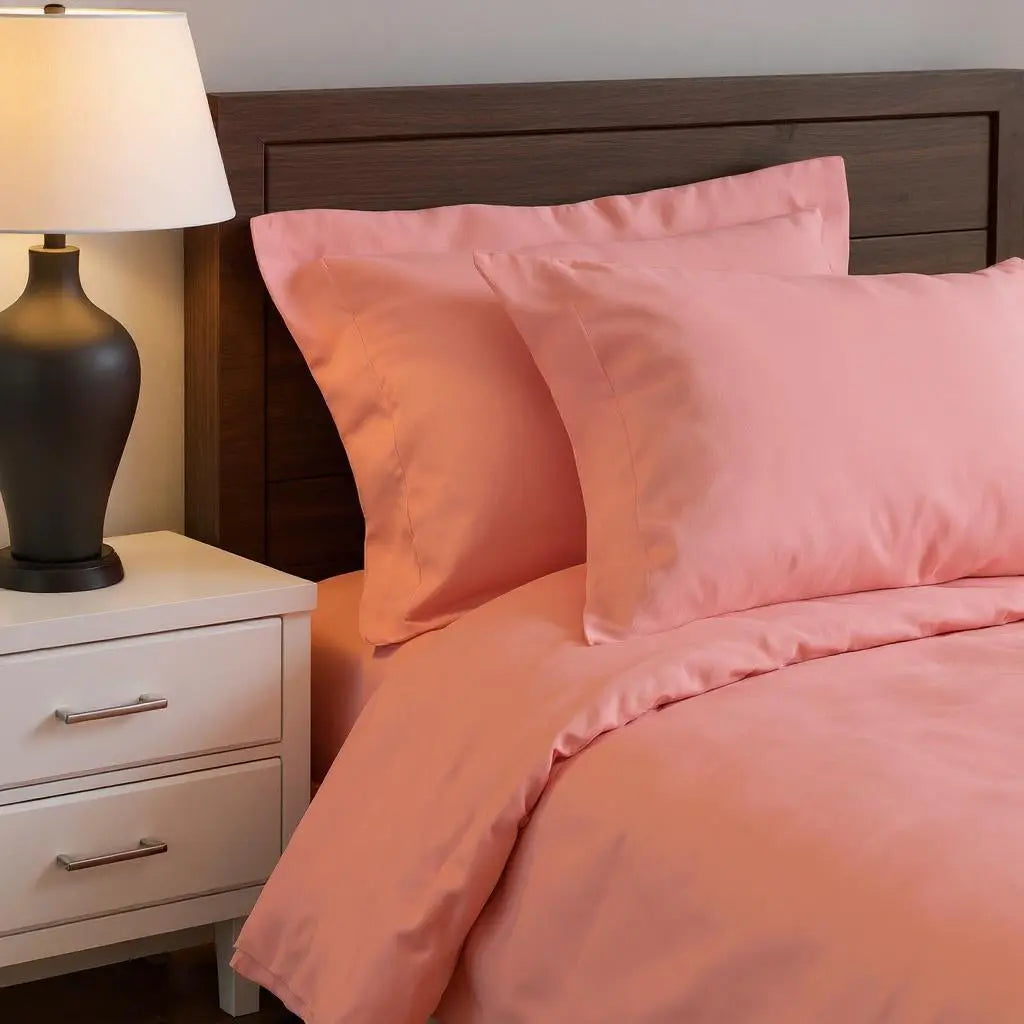 Dusty Rose King Cotton Washable Duvet Cover Set With Two Shams Homeroots Bed & Bath