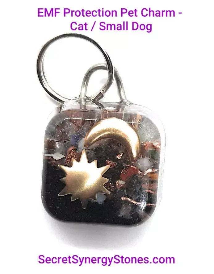 EMF 5G protection Pet Charm Cat/Sml Dog with Split Ring Secret Synergy Stones