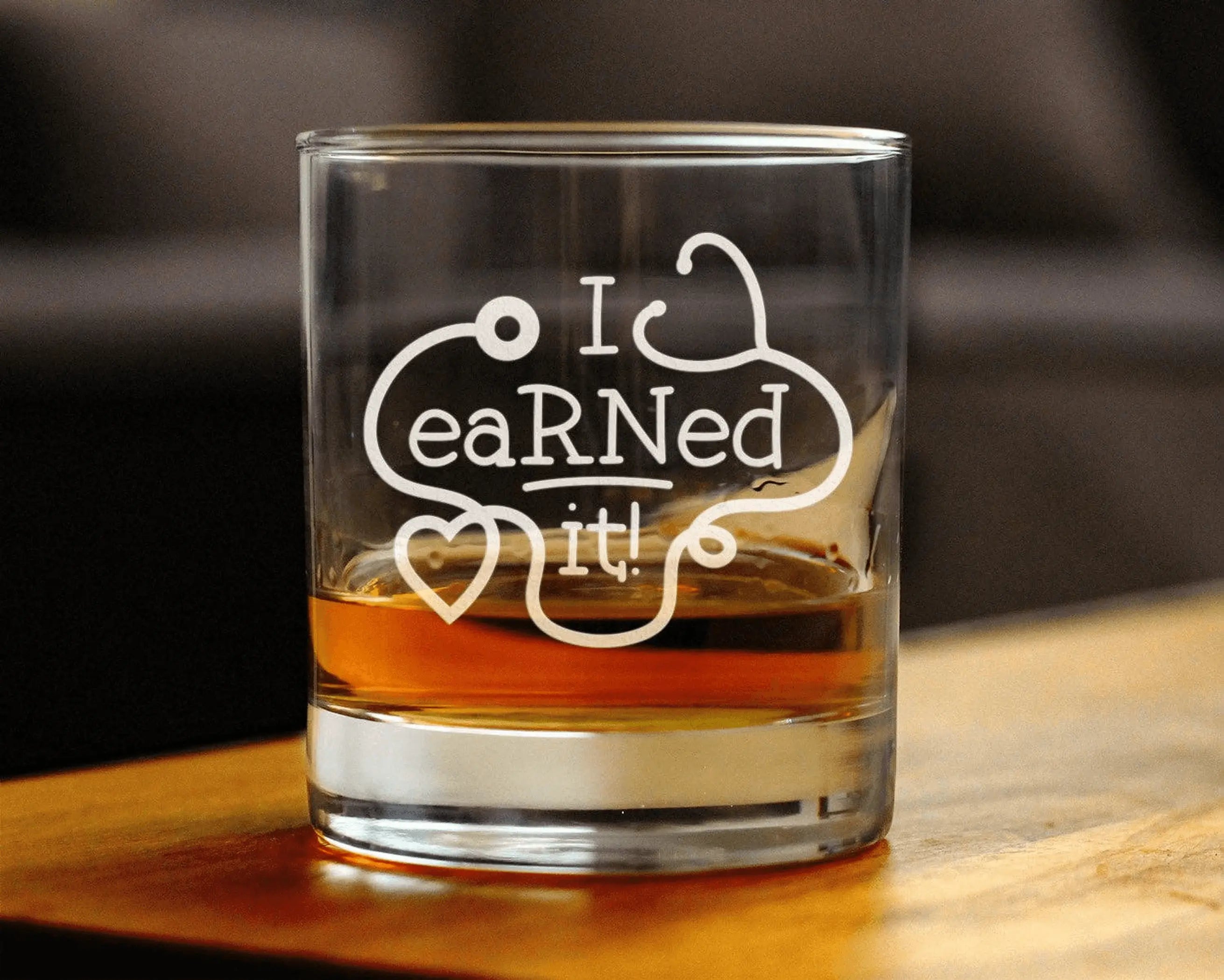Earned it Nurse Whiskey Rocks Glass - Nurse Gifts and Decor Bevvee