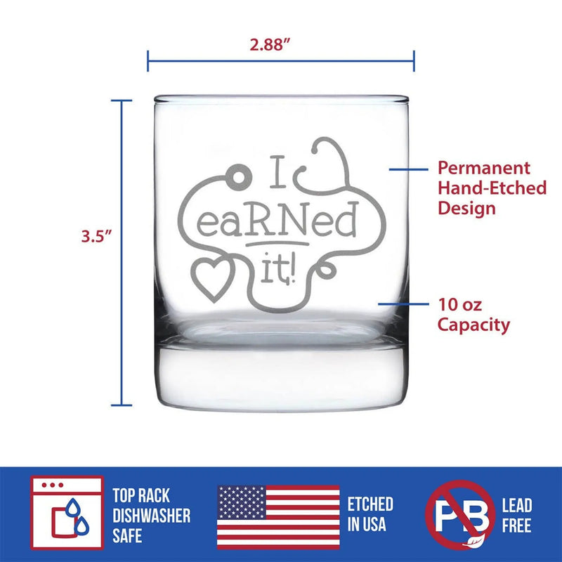 Earned it Nurse Whiskey Rocks Glass - Nurse Gifts and Decor Bevvee