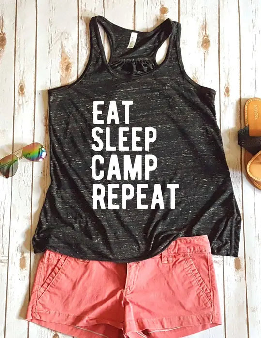 Eat Sleep Camp Repeat Women's Tank Top BLN Designs