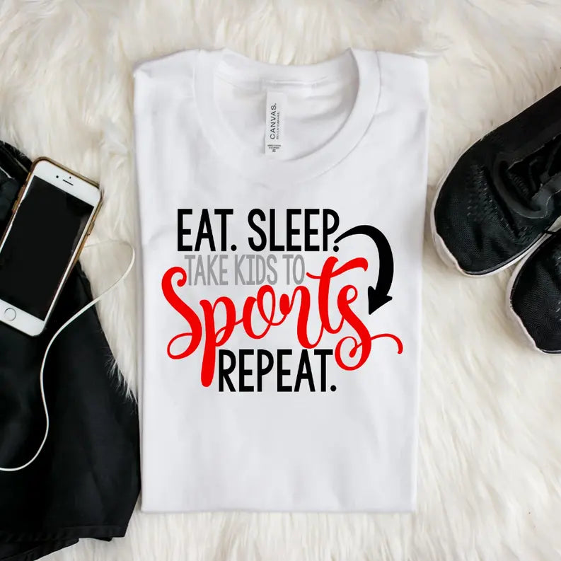 Eat, Sleep, Sports Repeat Ladies Tshirt Dream Team Designs