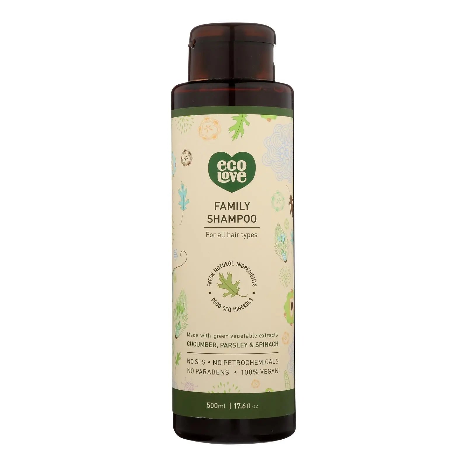 Ecolove Shampoo - Green Vegetables Family Shampoo For All Hair Types - Case Of 1 - 17.6 Fl Oz. Ecolove
