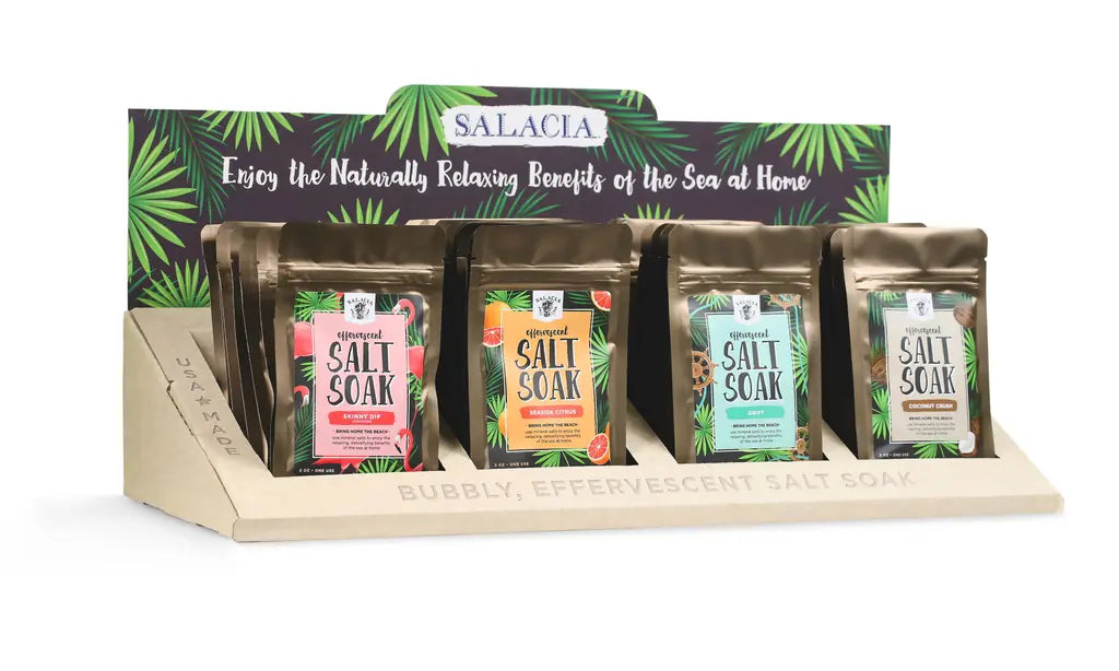 Effervescent Salt Soaks with Point of Purchase Display Salacia Salts