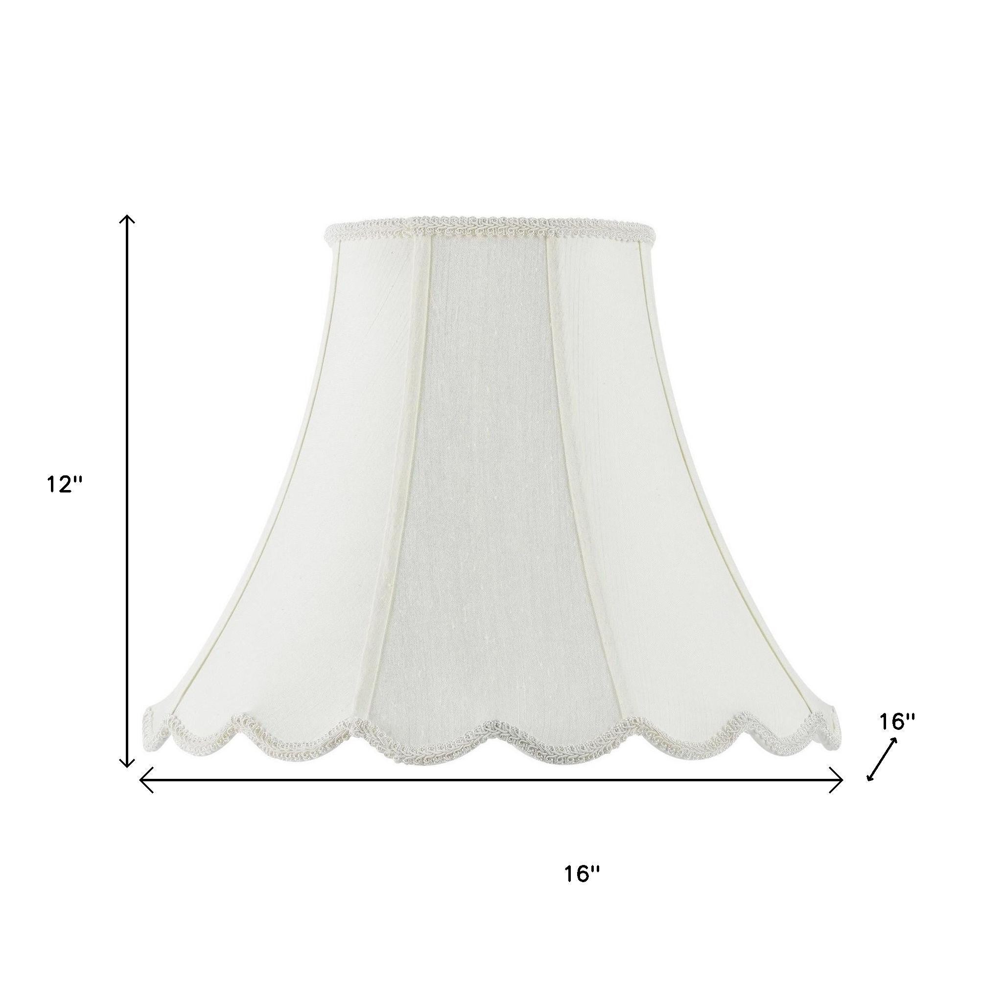 Eggshell Linen Piped Bell Lamp Shade - GreatEagleInc