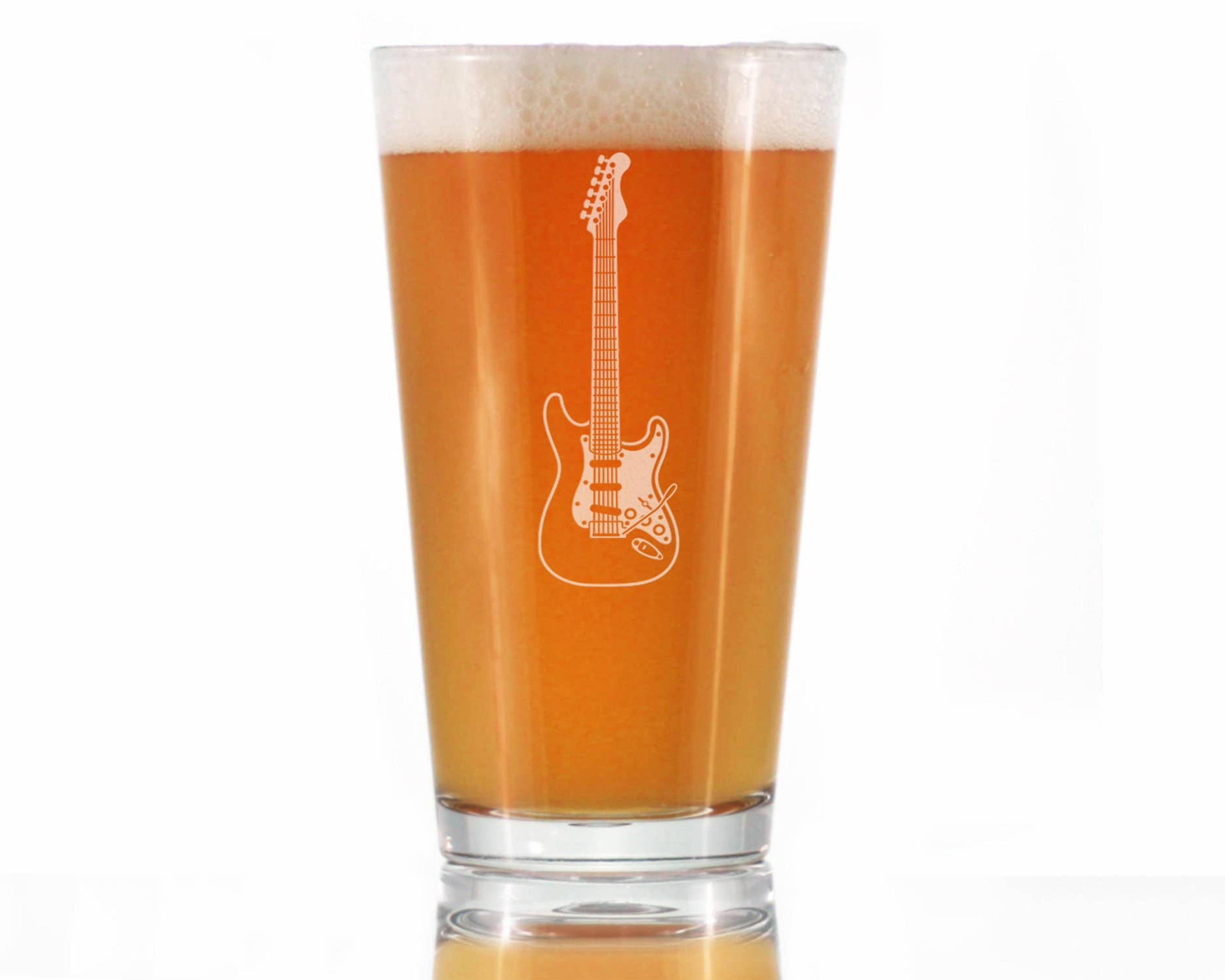 Electric Guitar Pint Glass for Beer - Musician Gifts Bevvee