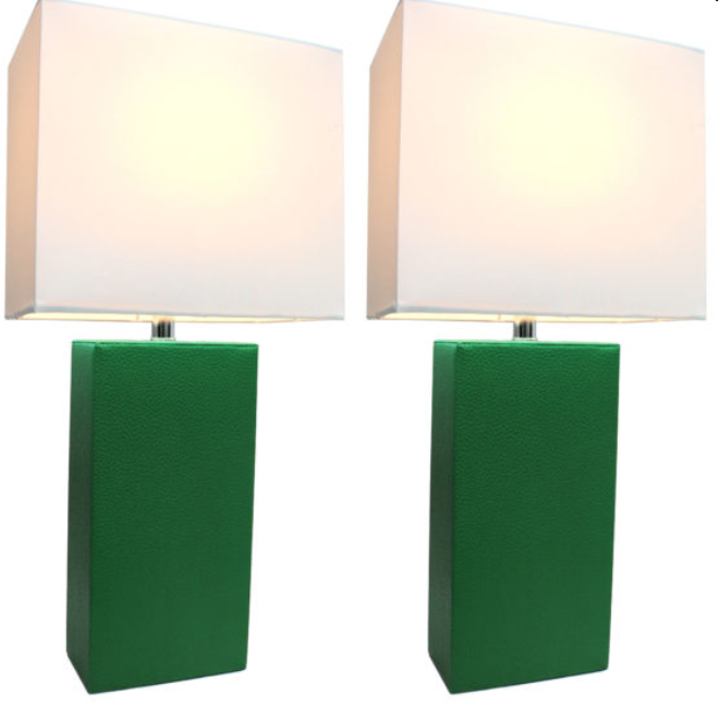 Elegant Designs Modern Leather Table Lamps with White Fabric Shades (Set of 2) All The Rages, Inc.