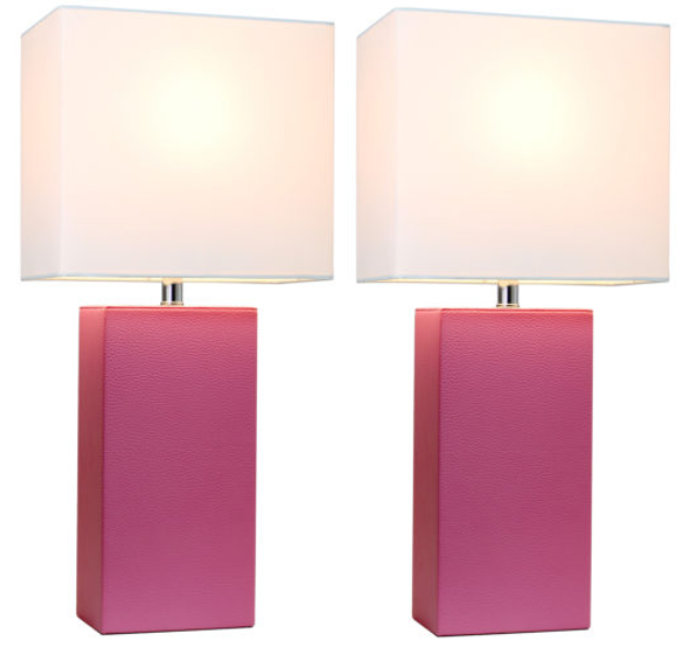 Elegant Designs Modern Leather Table Lamps with White Fabric Shades (Set of 2) All The Rages, Inc.