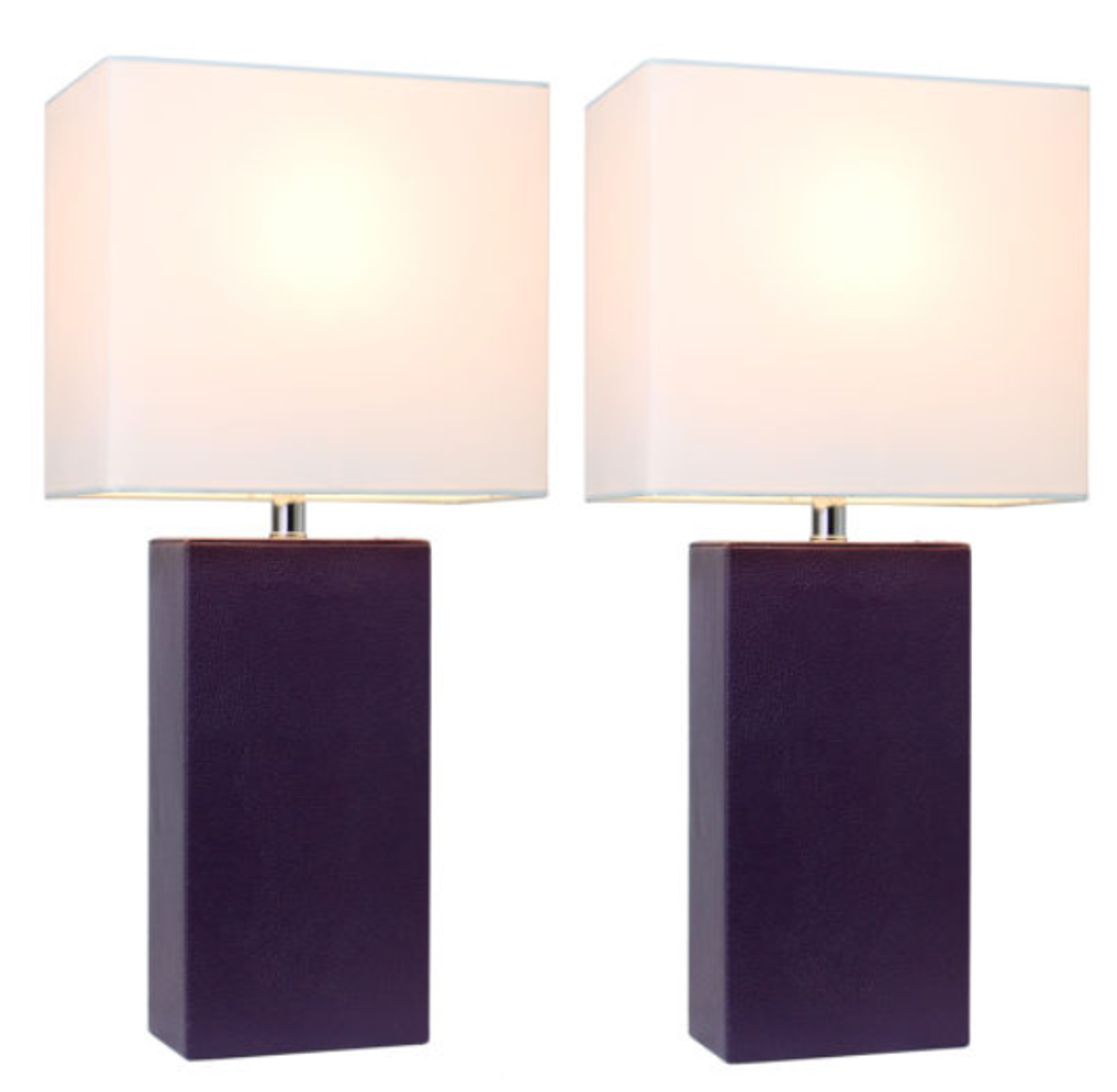 Elegant Designs Modern Leather Table Lamps with White Fabric Shades (Set of 2) All The Rages, Inc.