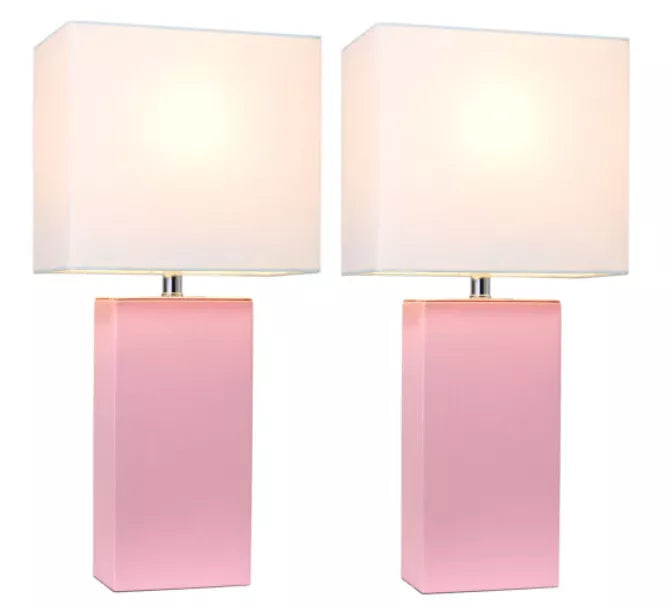 Elegant Designs Modern Leather Table Lamps with White Fabric Shades (Set of 2) All The Rages, Inc.