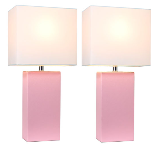 Elegant Designs Modern Leather Table Lamps with White Fabric Shades (Set of 2) All The Rages, Inc.