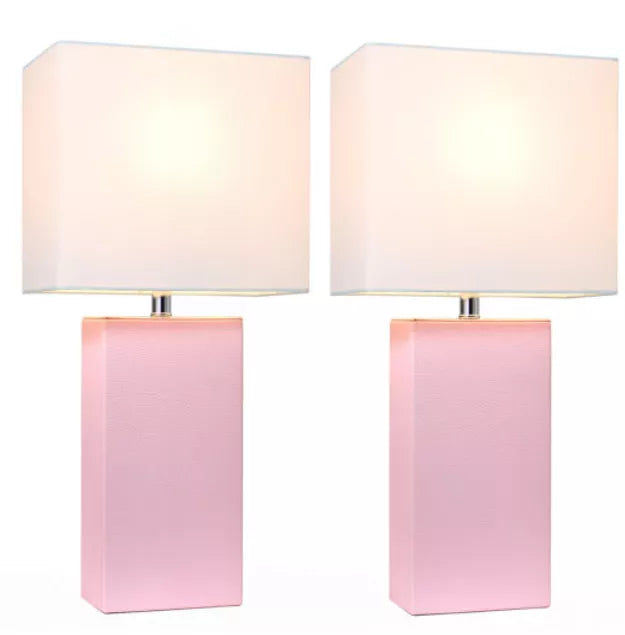 Elegant Designs Modern Leather Table Lamps with White Fabric Shades (Set of 2) All The Rages, Inc.
