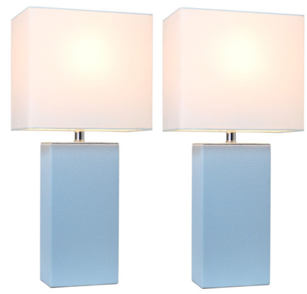 Elegant Designs Modern Leather Table Lamps with White Fabric Shades (Set of 2) All The Rages, Inc.