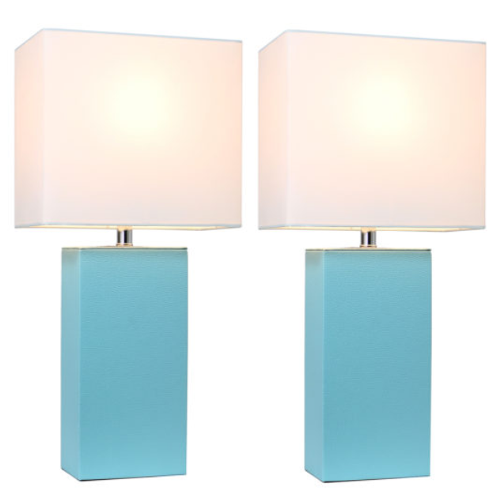 Elegant Designs Modern Leather Table Lamps with White Fabric Shades (Set of 2) All The Rages, Inc.
