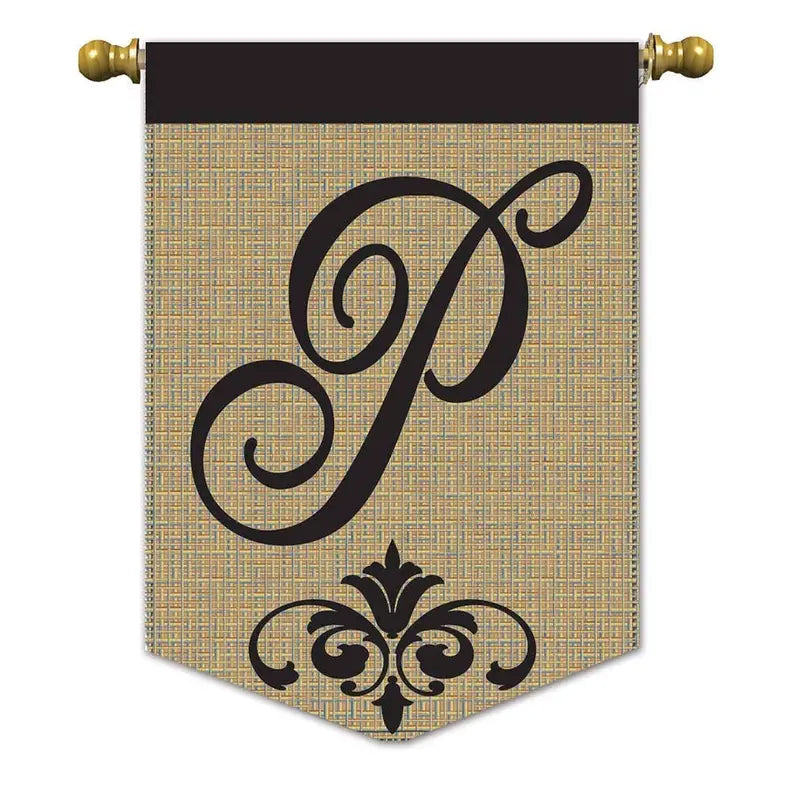Elegant Monogram Burlap Garden Flag Dicksons Inc