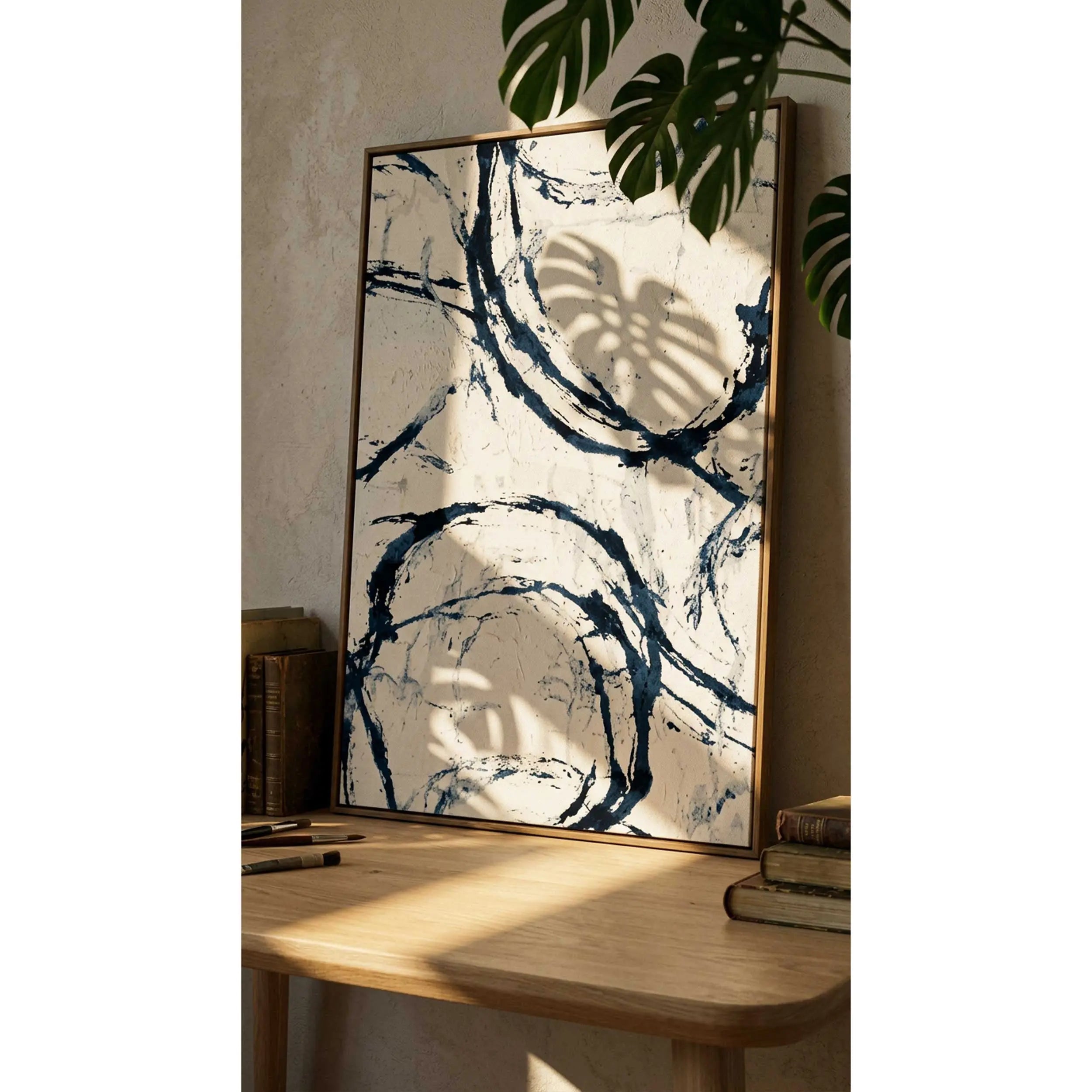 Elemental Rhythm Hand Painted Light Brown Floater Frame Wall Art Homeroots Home Decor