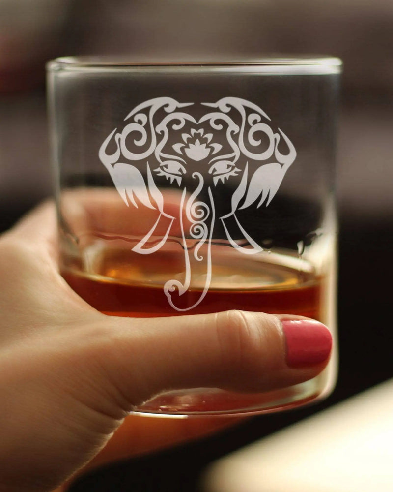 Elephant Boho Whiskey Rocks Glass - Elephant Gifts and Decor Bevvee