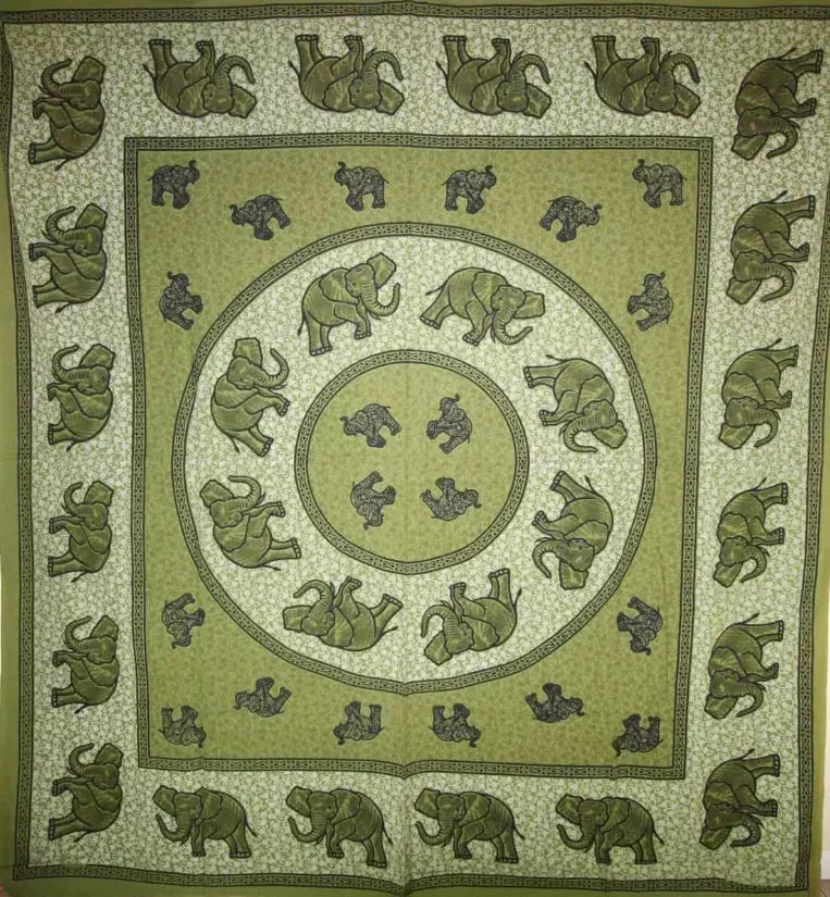 Elephant Herd Mandala Tapestry Wild Lotus