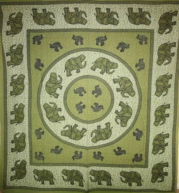 Elephant Herd Mandala Tapestry Wild Lotus