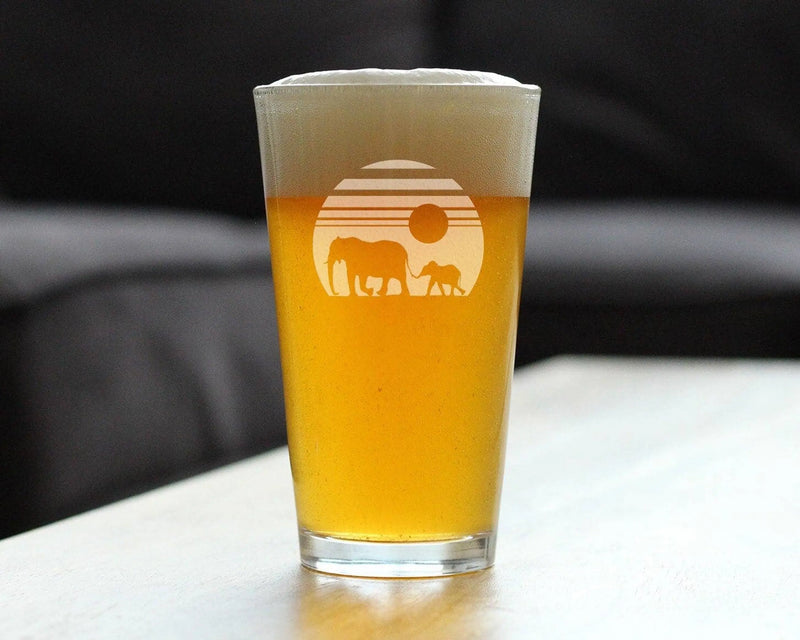 Elephant Sunset Pint Glass for Beer - African Animal Gifts Bevvee