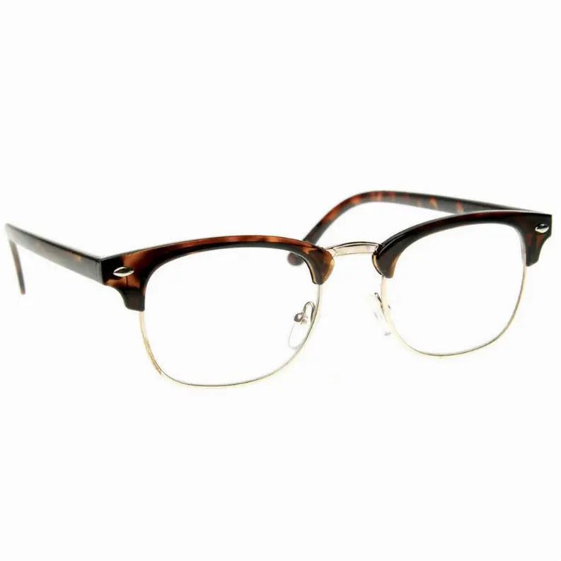 Emblem Eyewear - Classic Half Frame Vintage Inspired Clear Lens Glasses Sunglass Memphis