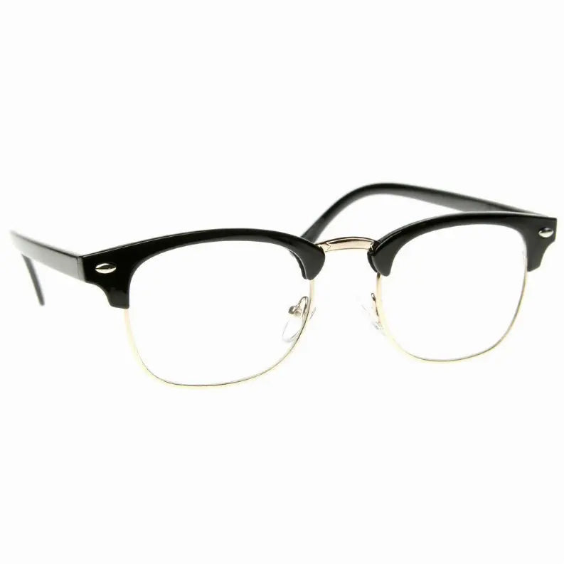Emblem Eyewear - Classic Half Frame Vintage Inspired Clear Lens Glasses Sunglass Memphis
