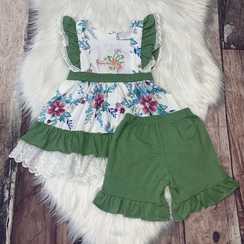 Embroidered Floral Ruffle Eyelet Lace Dress Set Stella Bean Clothing