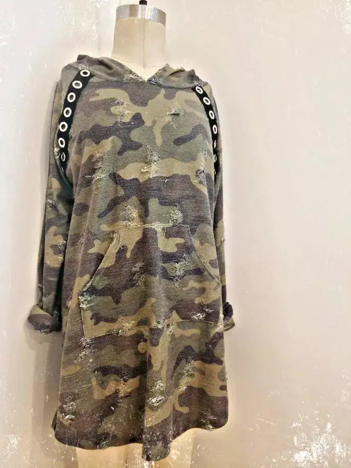 Empire State Of Mind Camo Print Hoodie Dress Tru Luv