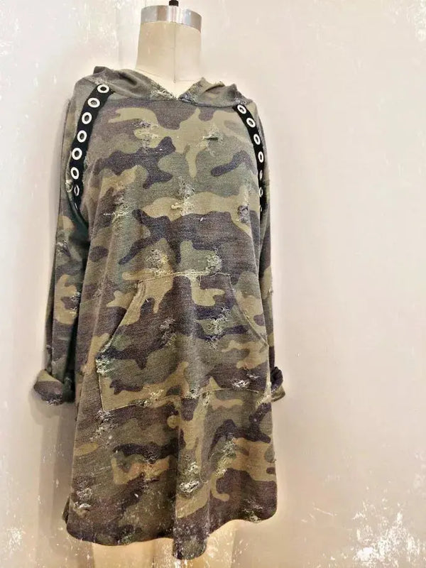 Empire State Of Mind Camo Print Hoodie Dress Tru Luv
