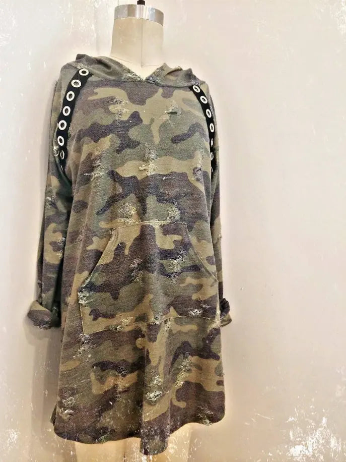 Empire State Of Mind Camo Print Hoodie Dress Tru Luv