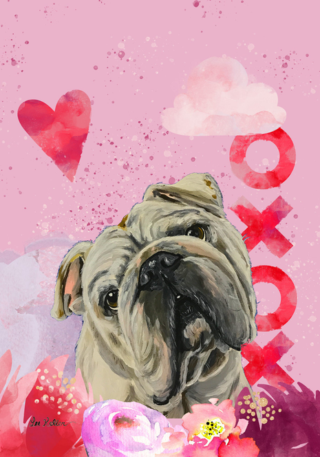 English Bull Dog - Hippie Hound Studios Valentines  House and Garden Flags Best of Breed