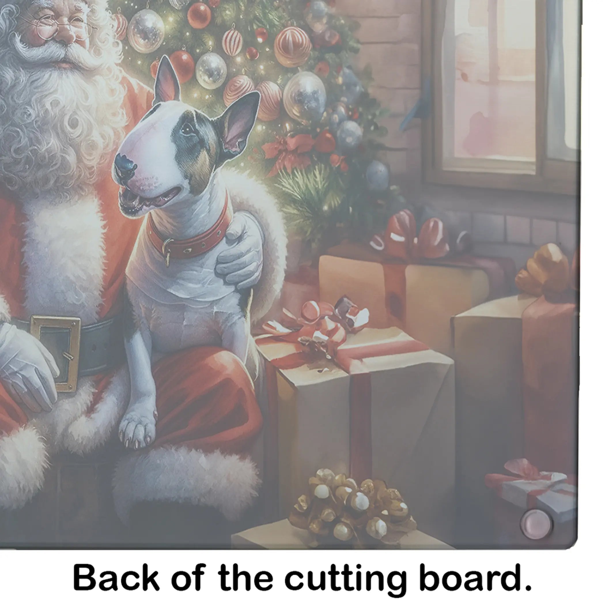 English Bull Terrier and Santa Claus Glass Cutting Board Caroline's Treasures
