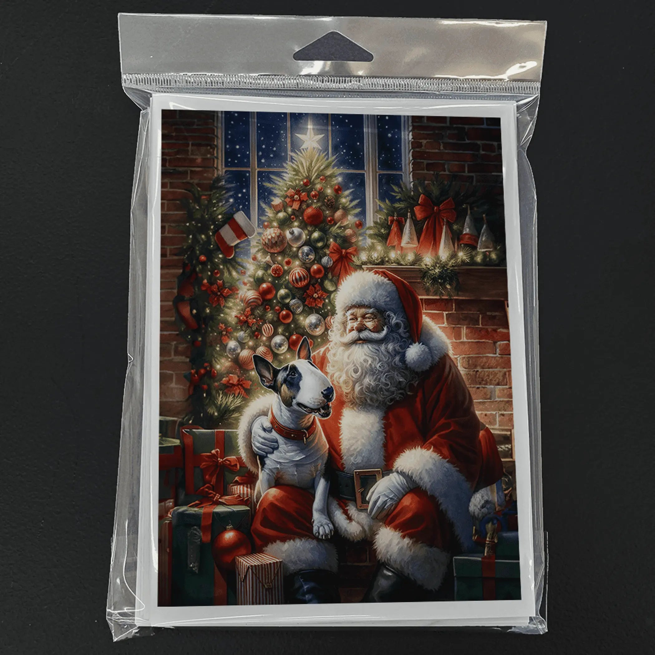 English Bull Terrier and Santa Claus Greeting Cards Pack of 8 Caroline's Treasures