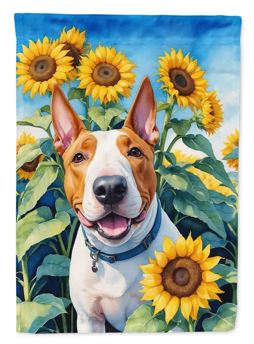 English Bull Terrier in Sunflowers Garden Flag Caroline's Treasures
