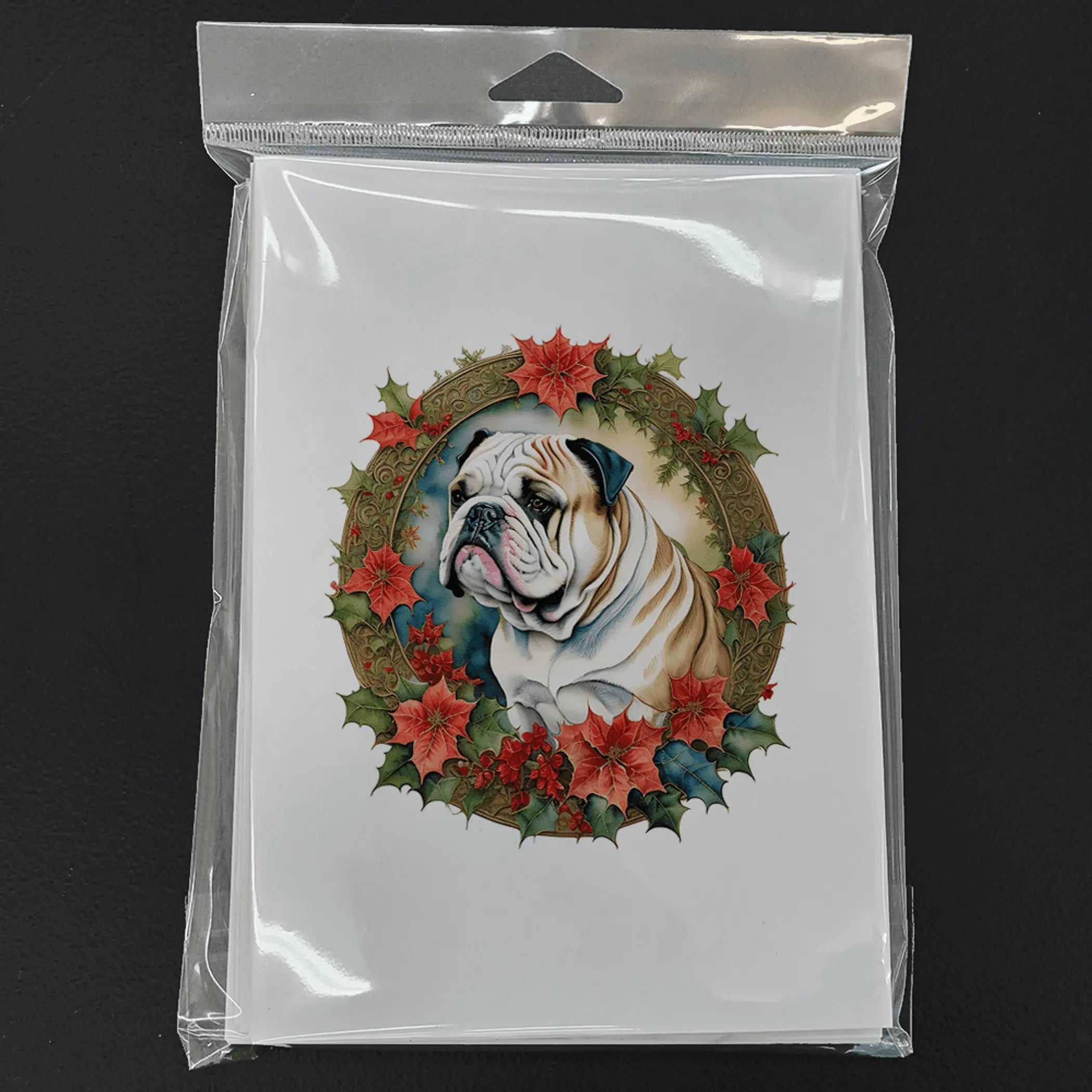 English Bulldog Christmas Flowers Greeting Cards Pack of 8 Caroline's Treasures