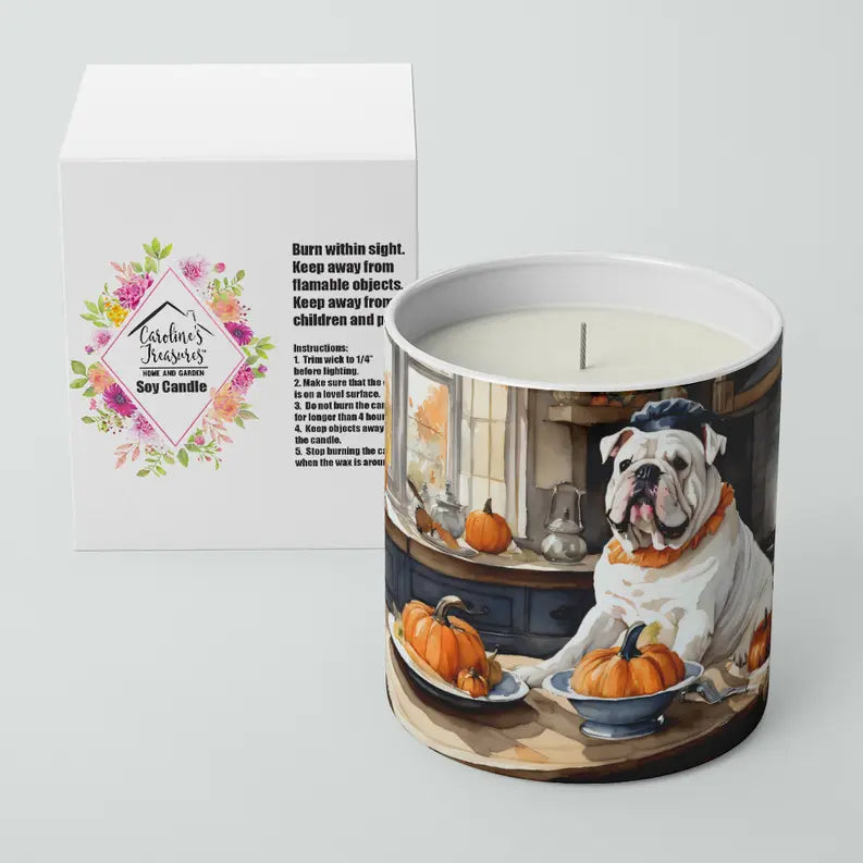 English Bulldog Fall Kitchen Pumpkins Decorative Soy Candle Caroline's Treasures