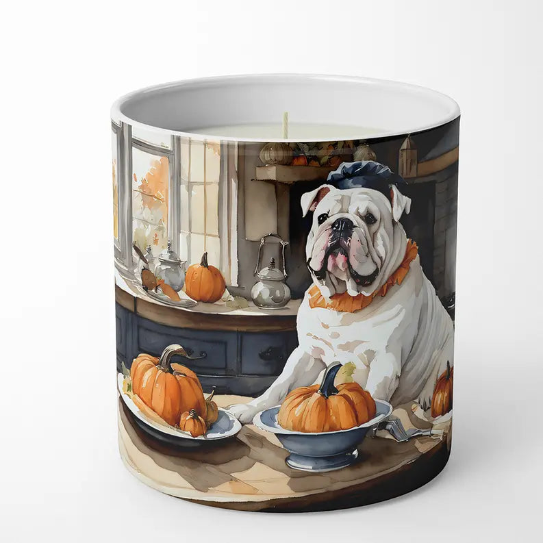 English Bulldog Fall Kitchen Pumpkins Decorative Soy Candle Caroline's Treasures